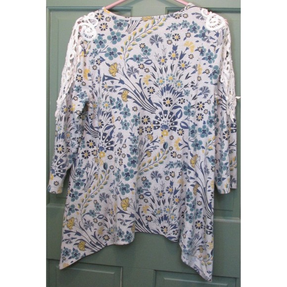 Style & Co. Women's Gray Floral Lace Insert Cold Shoulder Pullover Blouse Size M - Picture 6 of 7